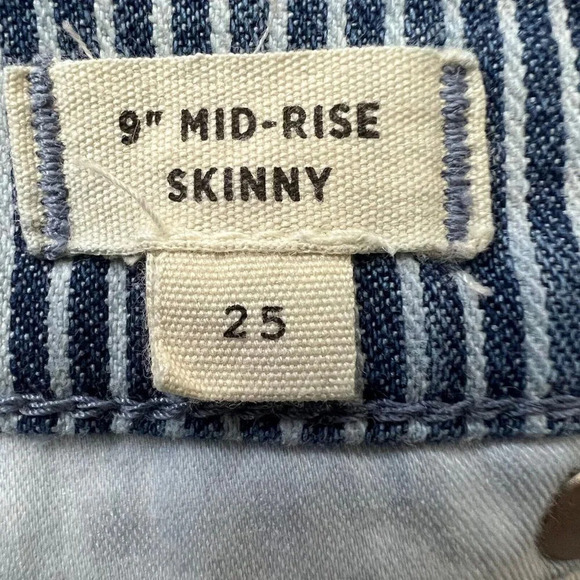 Madewell Women's 9" Mid-Rise Skinny Jeans Size 25 in Blue White Piper Stripe EUC - Picture 11 of 11